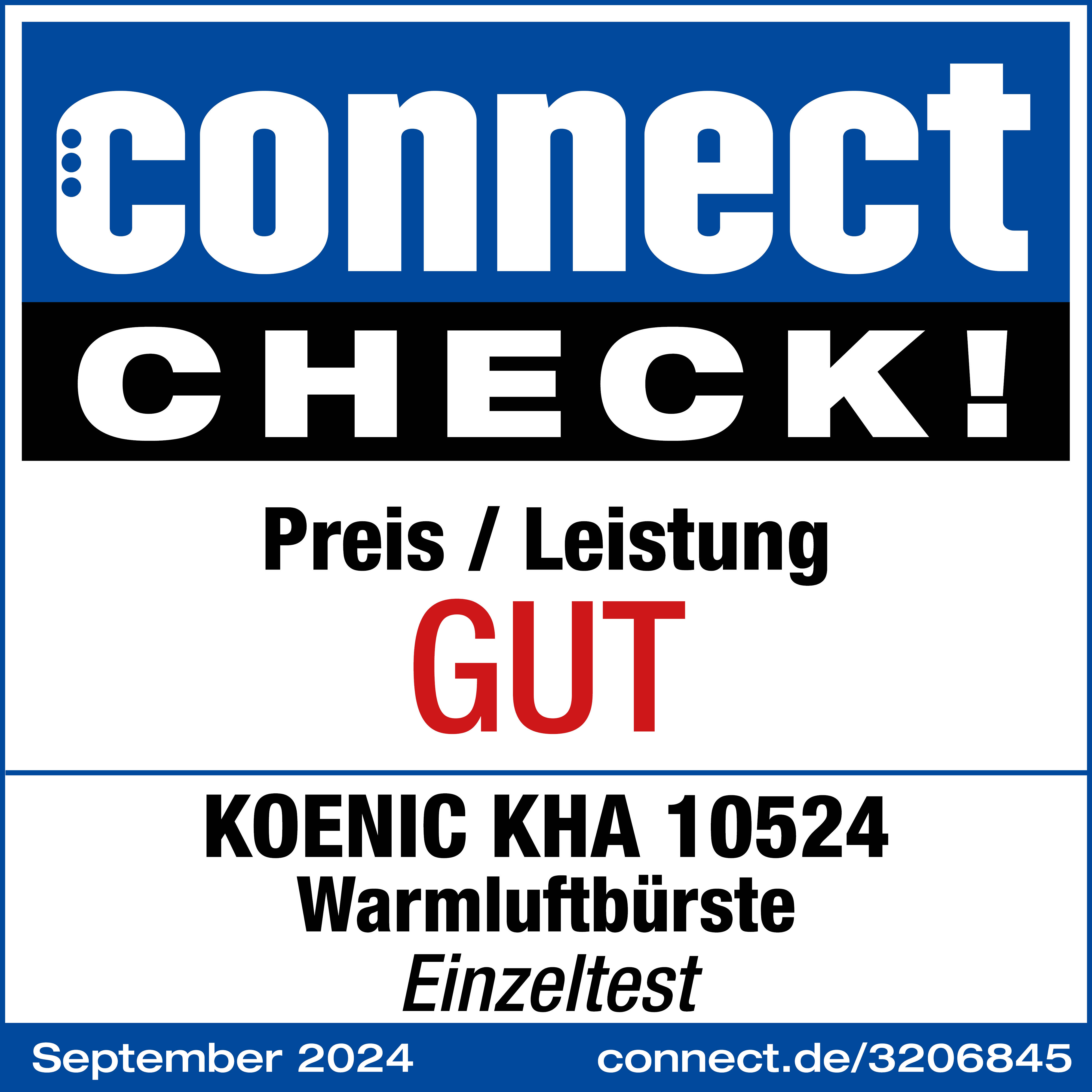Connect Check, Koenic KHA 10524, Warmluftbürste. Note: Gut. September 2024.